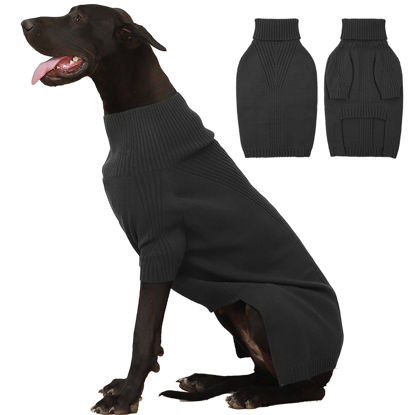 Picture of IECOii Extra-Large Dog Sweater 5XL,Christmas Dog Sweaters for Extra Large Dogs Girl Boy,Turtleneck Knitted Knitwear Easy On Doggie Sweatshirt Dog Sweater for Doberman,Great Dane(Grey,XXXXXL)