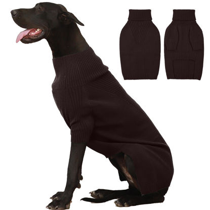 Picture of IECOii Extra-Large Dog Sweater 4XL,Christmas Dog Sweaters for Extra Large Dogs Girl Boy,Turtleneck Knitted Knitwear Easy On Doggie Sweatshirt Dog Sweater for Doberman,Great Dane(Brown,XXXXL)