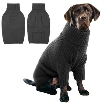 Picture of IECOii XXL Dog Sweater,Knit Big Dog Sweater Christmas,Pet Turtleneck Doggy Sweatshirt for Extra Large Dogs boy Girl,Large Size Dog Cold Weather Outfit English Bulldog Clothes for Winter,(Grey XXL)