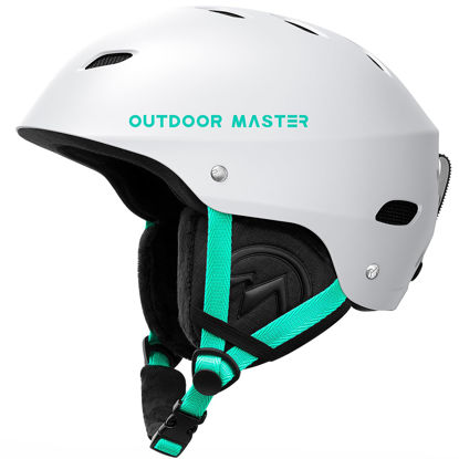 Picture of OutdoorMaster Kelvin Ski Helmet - Snowboard Helmet for Men, Women & Youth (White+Teal,M)