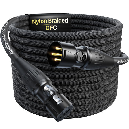 Picture of XLR Cables 20ft 1 Pack, Professional Gold-Plated Rean Connectors from Neutrik, Kevlar-Reinforced Nylon Braided XLR Microphone Cable, Mic Cable, Durable Shielded and Balanced XLR Male to Female Cord