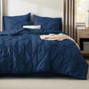 Picture of Bedsure King Size Comforter Set - Bedding Sets King 7 Pieces, Pintuck Bed in a Bag Navy Blue Bed Set with Comforter, Sheets, Pillowcases & Shams