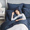 Picture of Bedsure King Size Comforter Set - Bedding Sets King 7 Pieces, Pintuck Bed in a Bag Navy Blue Bed Set with Comforter, Sheets, Pillowcases & Shams