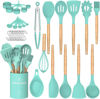 Picture of Umite Chef Kitchen Cooking Utensils Set, 24 pcs Non-stick Silicone Cooking Kitchen Utensils Spatula Set with Holder, Wooden Handle Heat Resistant Silicone Kitchen Gadgets Utensil Set (Green)