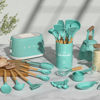 Picture of Umite Chef Kitchen Cooking Utensils Set, 24 pcs Non-stick Silicone Cooking Kitchen Utensils Spatula Set with Holder, Wooden Handle Heat Resistant Silicone Kitchen Gadgets Utensil Set (Green)