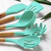 Picture of Umite Chef Kitchen Cooking Utensils Set, 24 pcs Non-stick Silicone Cooking Kitchen Utensils Spatula Set with Holder, Wooden Handle Heat Resistant Silicone Kitchen Gadgets Utensil Set (Green)