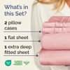 Picture of Extra Deep Twin Sheet Set - 4 Piece Breathable & Cooling Sheets - Hotel Luxury Bed Sheets Set - Easy & Secure Fit - Soft, Wrinkle Free & Comfy Sheets Set - Baby Pink Sheet Set with Extra Deep Pockets