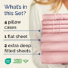 Picture of Extra Deep Split King Sheet Set - 7 Piece Breathable and Cooling Sheets - Hotel Luxury Bed Sheets Set - Easy Fit - Soft, Wrinkle Free and Comfy Sheets Set - Baby Pink Sheet Set with Extra Deep Pockets