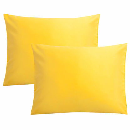 Picture of FLXXIE Microfiber Pillow Cases Standard Size, Soft Pillowcases with Envelope Closure, Wrinkle, Stain Resistant Pillow Covers, 20x26, Yellow