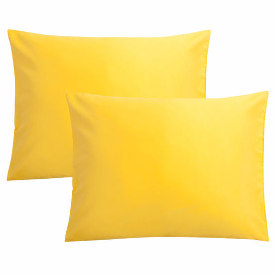 Picture of FLXXIE Microfiber Pillow Cases Standard Size, Soft Pillowcases with Envelope Closure, Wrinkle, Stain Resistant Pillow Covers, 20x26, Yellow