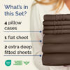Picture of Extra Deep Split King Sheet Set - 7 Piece Breathable & Cooling Sheets - Hotel Luxury Bed Sheets Set - Easy & Secure Fit - Soft, Wrinkle Free & Comfy Sheets Set - Brown Sheet Set w/Extra Deep Pockets