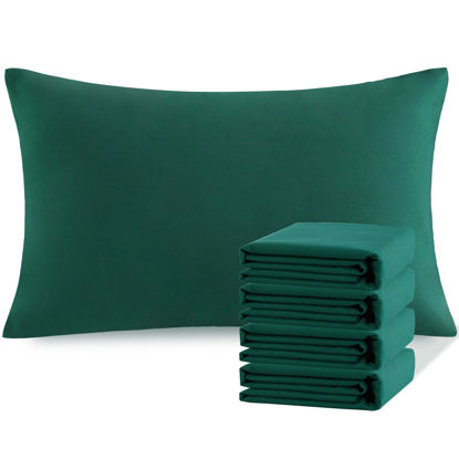 Picture of NTBAY Queen Pillowcase Set - 4 Pack Brushed Microfiber 20x30 Pillowcases - Soft, Wrinkle-Free, Fade-Resistant, Stain-Resistant, Dark Green Pillowcases with Envelope Closure - 20x30 Inches, Dark Green