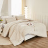 Picture of Litanika Oversized King Comforter 120x120, 3 Pieces Beige Lightweight Solid Bedding Comforter Set, All Season Fluffy Bed Set (1 Comforter & 2 Pillowcases)