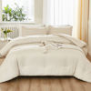 Picture of Litanika Oversized King Comforter 120x120, 3 Pieces Beige Lightweight Solid Bedding Comforter Set, All Season Fluffy Bed Set (1 Comforter & 2 Pillowcases)