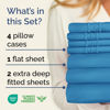 Picture of Extra Deep Split King Sheet Set - 7 Piece Breathable & Cooling Sheets - Hotel Luxury Bed Sheets Set - Easy Fit - Soft, Wrinkle Free & Comfy Sheets Set - Denim Blue Sheet Set with Extra Deep Pockets