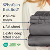 Picture of Extra Deep Twin Sheet Set - 4 Piece Breathable and Cooling Sheets - Hotel Luxury Bed Sheets Set - Easy & Secure Fit - Soft, Wrinkle Free and Comfy Sheets Set - Grey Sheet Set with Extra Deep Pockets