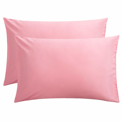 Picture of FLXXIE Microfiber Pillow Cases Queen Size Set of 2, Soft Pillowcases with Envelope Closure, Wrinkle Resistant Pillow Covers, 20x30, Pink