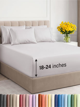Picture of Extra Deep Twin XL Sheet Set - 4 Piece Breathable and Cooling Sheets - Hotel Luxury Bed Sheets Set - Easy Fit - Soft, Wrinkle Free and Comfy Sheets Set - French Grey Sheet Set with Extra Deep Pockets