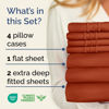 Picture of Extra Deep Split King Sheet Set - 7 Piece Breathable & Cooling Sheets - Hotel Luxury Bed Sheets Set - Easy Fit - Soft, Wrinkle Free & Comfy Sheets Set - Terracotta Sheet Set with Extra Deep Pockets