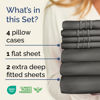 Picture of Extra Deep Split King Sheet Set - 7 Piece Breathable and Cooling Sheets - Hotel Luxury Bed Sheets Set - Easy Fit - Soft, Wrinkle Free and Comfy Sheets Set - Charcoal Sheet Set with Extra Deep Pockets