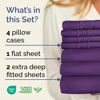 Picture of Extra Deep Split King Sheet Set - 7 Piece Breathable and Cooling Sheets - Hotel Luxury Bed Sheets Set - Easy Fit - Soft, Wrinkle Free and Comfy Sheets Set - Purple Sheet Set with Extra Deep Pockets