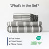 Picture of Extra Deep Full Sheet Set - 6 Piece Breathable and Cooling Sheets - Hotel Luxury Bed Sheets Set - Easy Fit - Soft, Wrinkle Free and Comfy Sheets Set - Grey Striped Sheet Set with Extra Deep Pockets