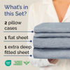 Picture of Extra Deep Twin Sheet Set - 4 Piece Breathable and Cooling Sheets - Hotel Luxury Bed Sheets Set - Easy Fit - Soft, Wrinkle Free and Comfy Sheets Set - Heathered Blue Sheet Set with Extra Deep Pockets