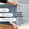 Picture of Extra Deep Cal King Sheet Set - 6 Piece Breathable & Cooling Sheets - Hotel Luxury Bed Sheets Set - Easy Fit - Soft, Wrinkle Free & Comfy Sheets Set - Heathered Blue Sheet Set w/Extra Deep Pockets
