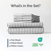 Picture of Extra Deep Full Sheet Set - 6 Piece Breathable and Cooling Sheets - Hotel Luxury Bed Sheets Set - Easy Fit - Soft, Wrinkle Free and Comfy Sheets Set - Grey Striped Sheet Set with Extra Deep Pockets