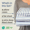 Picture of Extra Deep Twin XL Sheet Set - 4 Piece Breathable and Cooling Sheets - Hotel Luxury Bed Sheets Set - Easy Fit - Soft, Wrinkle Free and Comfy Sheets Set - Blue Striped Sheet Set with Extra Deep Pockets