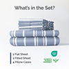 Picture of Extra Deep Full Sheet Set - 6 Piece Breathable and Cooling Sheets - Hotel Luxury Bed Sheets Set - Easy Fit - Soft, Wrinkle Free and Comfy Sheets Set - Blue Striped Sheet Set with Extra Deep Pockets