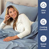 Picture of Extra Deep King Fitted Sheet - Hotel Luxury Single Fitted Sheet Only - Easily Fits 18 inch to 24 inch Mattress - Soft, Wrinkle Free, Breathable & Comfy Extra Deep Pockets Heathered Blue Fitted Sheet