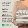 Picture of Extra Deep Twin XL Sheet Set - 4 Piece Breathable & Cooling Sheets - Hotel Luxury Bed Sheets Set - Easy Fit - Soft, Wrinkle Free & Comfy Sheets Set - Beige Striped Sheet Set with Extra Deep Pockets