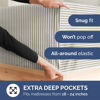 Picture of Extra Deep Twin XL Sheet Set - 4 Piece Breathable & Cooling Sheets - Hotel Luxury Bed Sheets Set - Easy Fit - Soft, Wrinkle Free & Comfy Sheets Set - Beige Striped Sheet Set with Extra Deep Pockets