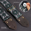 Picture of Nefelibata Guitar Strap,Jacquard Embroidery Cotton Guitar Straps with Crazy Horse Leather Ends for Bass, Electric & Acoustic, Best Gifts for Guitarists(Dark Green Flower Embroidery)