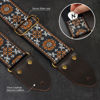 Picture of Nefelibata Guitar Strap,Jacquard Embroidery Cotton Guitar Straps with Crazy Horse Leather Leather Ends for Bass, Electric & Acoustic, Best Gifts for Kids, Guitarists(Retro yellow flower embroidery)