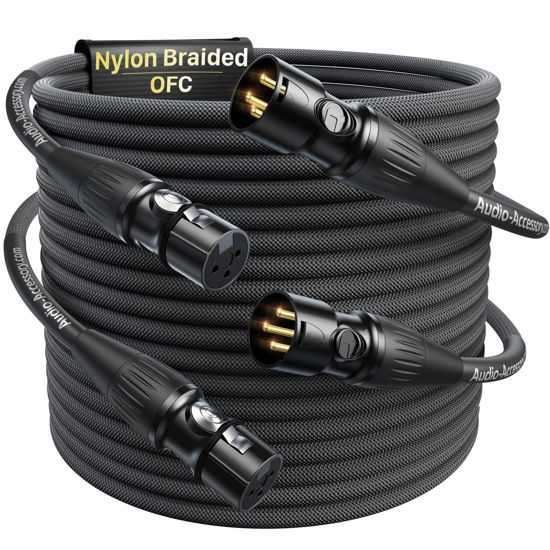 Picture of XLR Cables 25ft 2 Pack, 20 AWG, Professional Gold-Plated Rean Connectors from Neutrik, Kevlar-Reinforced Nylon Braided XLR Microphone Cable, Mic Cable, Shielded and Balanced XLR Male to Female Cord