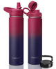 Picture of CIVAGO 24 oz Insulated Water Bottle With Straw, Stainless Steel Sports Water Flask Cup with 3 Lids (Straw, Spout and Handle Lid), Double Walled Travel Thermal Canteen Mug, Dark Rainbow
