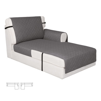 Picture of Easy-Going Reversible Chaise Lounge Couch Cover Water Resistant Sofa Cover Sectional L Shaped Sofa Slipcover with Adjustable Straps Furniture Protector for Dogs (115X34 in, Gray/Gray)