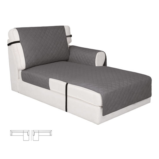 Picture of Easy-Going Reversible Chaise Lounge Couch Cover Water Resistant Sofa Cover Sectional L Shaped Sofa Slipcover with Adjustable Straps Furniture Protector for Dogs (115X34 in, Gray/Gray)