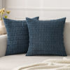 Picture of MIULEE Pack of 2 Corduroy Decorative Throw Pillow Covers 20x20 Inch Soft Boho Striped Pillow Covers Modern Farmhouse Home Decor for Sofa Living Room Couch Bed Blue
