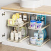 Picture of Delamu 2 Sets of 2-Tier Multi-Purpose Bathroom Cabinet Under Sink Organizers and Storage, Stackable Kitchen Pantry Organization and Storage, Beige