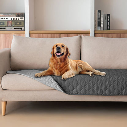 Picture of gogobunny 100% Double-Sided Waterproof Dog Bed Cover Pet Blanket Sofa Couch Furniture Protector for Puppy Large Dog Cat, Reversible (30x90 Inch (Pack of 1), Dark Grey/Light Grey)