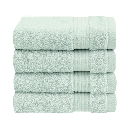Picture of Cotton Paradise 100% Cotton Turkish Washcloths for Bathroom, 4 Piece Soft Absorbent Small Hand Face Towels Fluffy Wash Rags for Body, Mint Wash Cloths