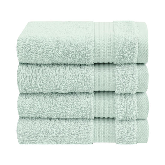 Picture of Cotton Paradise 100% Cotton Turkish Washcloths for Bathroom, 4 Piece Soft Absorbent Small Hand Face Towels Fluffy Wash Rags for Body, Mint Wash Cloths