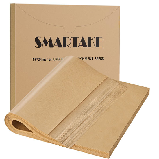 Picture of SMARTAKE 200 Pcs Parchment Paper Baking Sheets, 16x24 Inches Non-Stick Precut Baking Parchment, for Baking Grilling Air Fryer Steaming Bread Cup Cake Cookie and More (Unbleached)