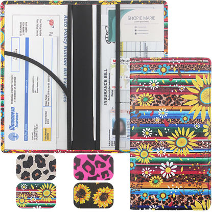 Picture of LumiMokki Premium Leather Car Registration & Insurance Card Holder with Magnetic Shut - For Documents, Cards, License (Sunflower A)