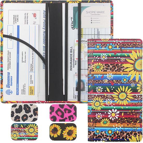 Picture of LumiMokki Premium Leather Car Registration & Insurance Card Holder with Magnetic Shut - For Documents, Cards, License (Sunflower A)