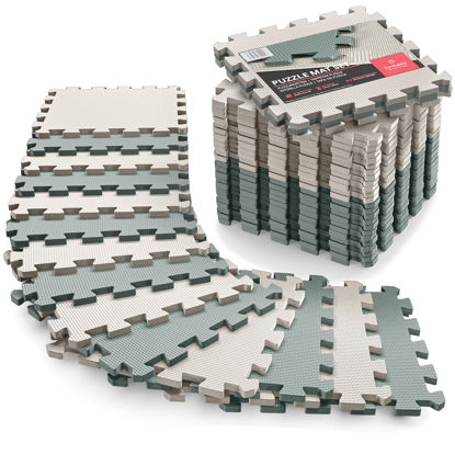 Picture of Gym Flooring Set - Interlocking EVA Soft Foam Floor Mat, 18 Pieces Puzzle Rubber Tiles Protective Ground Surface Protection, Play Workout Exercise Mats Underlay Matting Sports Pool Home Fitness Garage