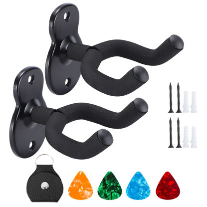 Picture of Donux Guitar Wall Mount,Ukulele Hanger Hook Holder Stand Guitar Hangers Hooks for Acoustic Electric Bass Guitars and Ukulele (2 Set)
